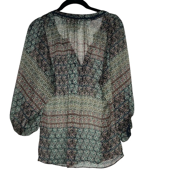 ANTHROPOLOGIE MAEVE Sheer Multi Color 3/4 Sleeves Boho Blouse Top Size S - Picture 15 of 16
